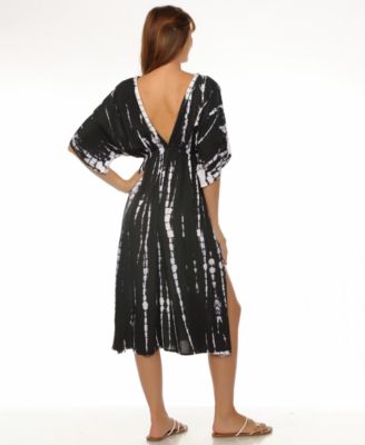 Women's Tie-Dyed Braid-Trim V-Neck Cover-Up Dress