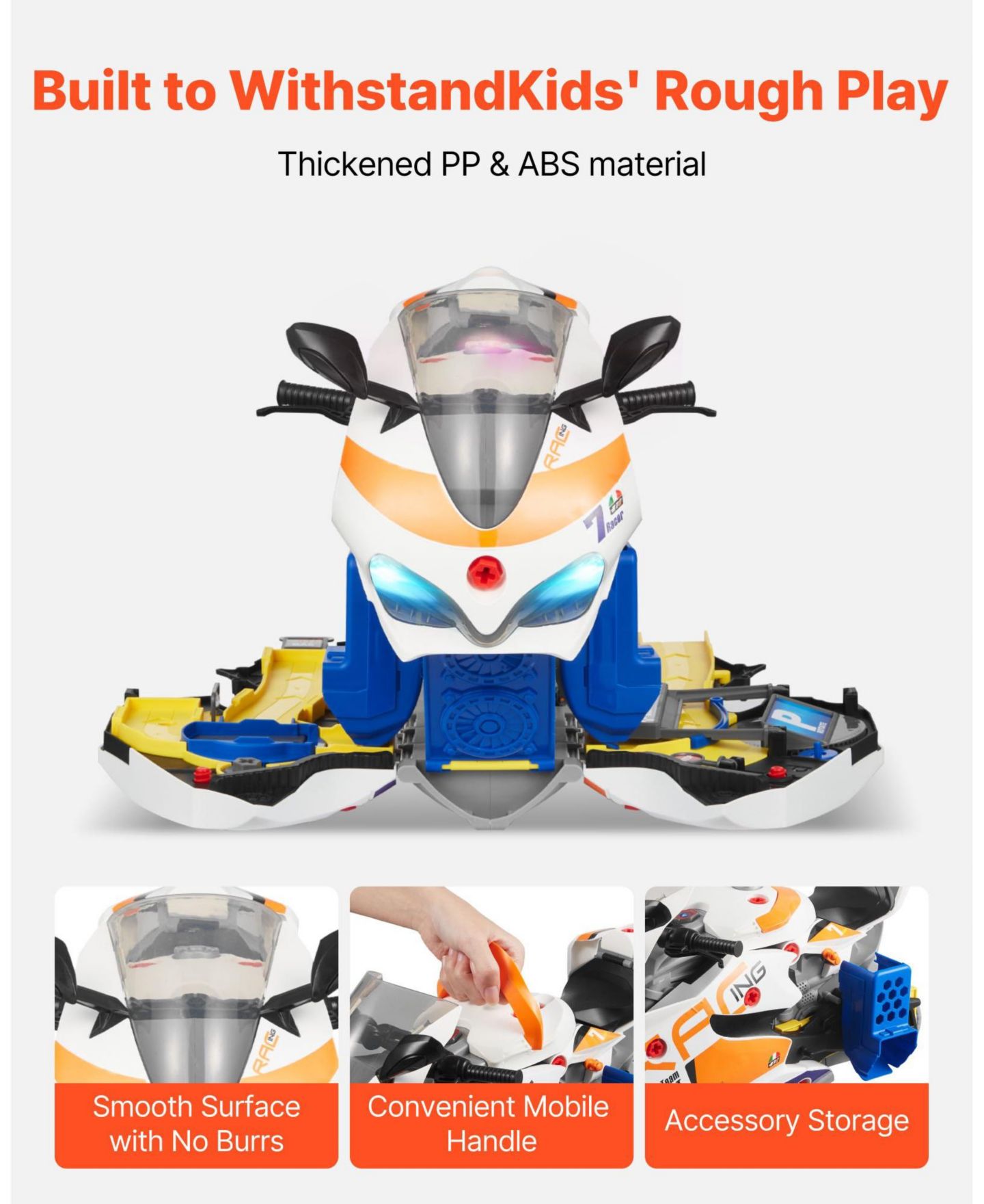 Детские игрушки Mecale Motorcycle Engine 6-in-1 Transforming 25-Piece Toy with Lights & Sounds, цвет: Синий — фото 7
