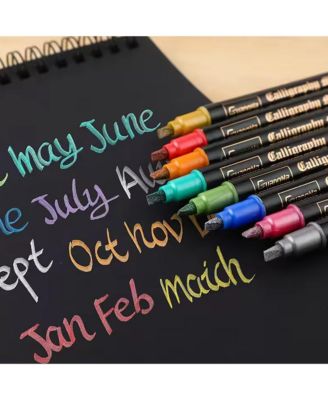 24 Colors Soft Brush Tip & Flat Tip Metallic Markers, Acrylic Paint Pens for Stone, Rock, Painting, Ceramic, Glass, Wood and Metal