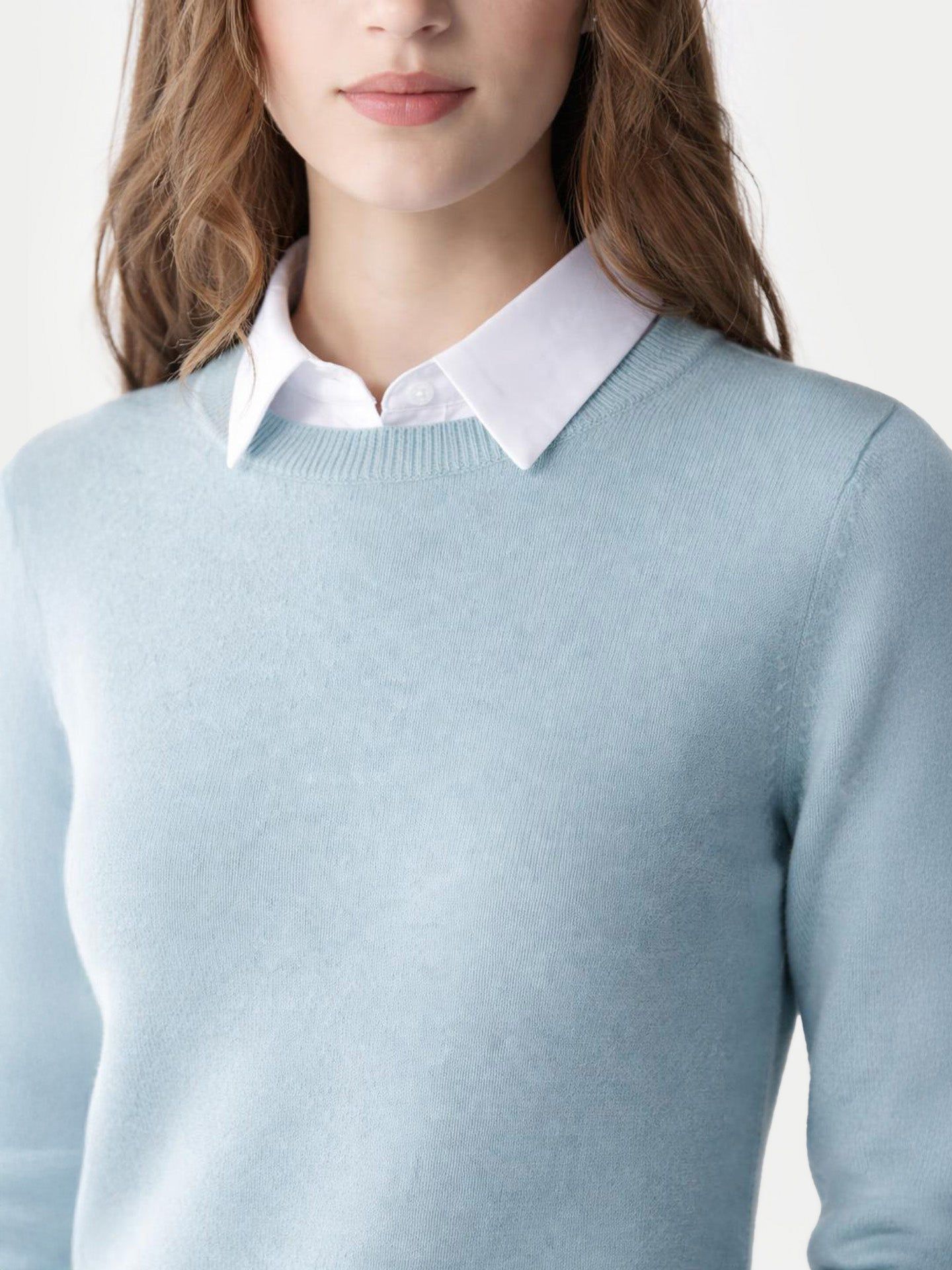Женский свитер Gobi Cashmere Essential Cashmere Crewneck, цвет: Синий облачный синий — фото 7