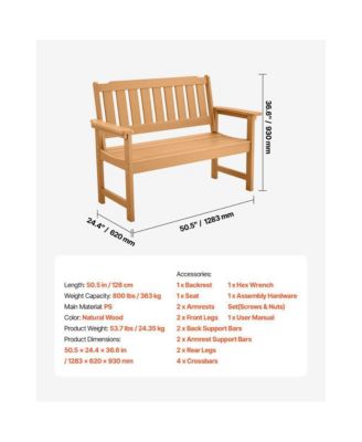 Wood-Look Weatherproof Plastic Bench for Patio or Garden