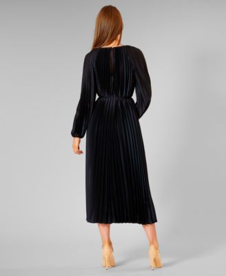 Women's Pleated Long-Sleeve Dress