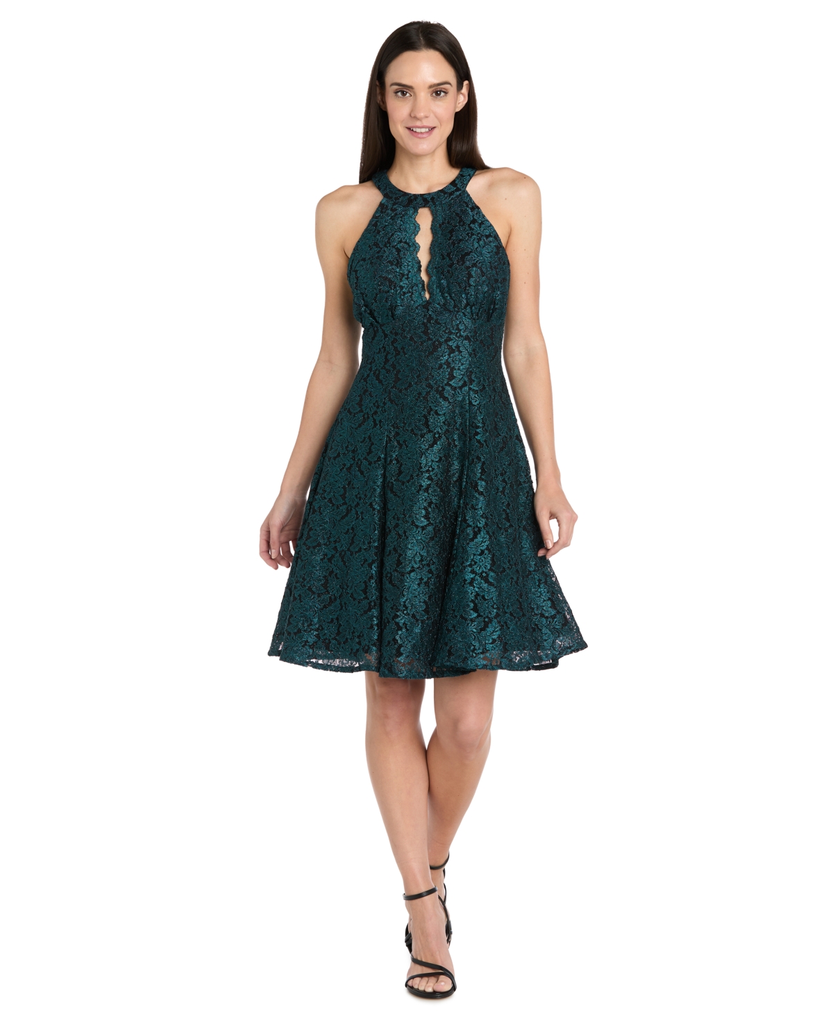 R & M Richards Women's Short Fit And Flare Dress In Green