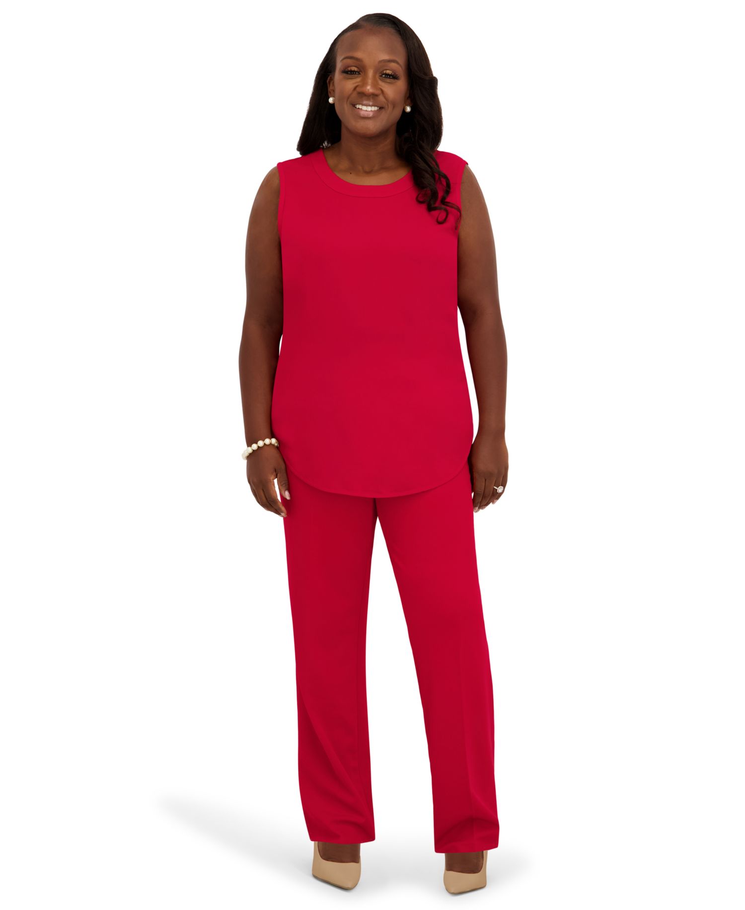 Women's Crew Neck Sleeveless Top, Regular and Plus Size