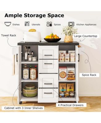 Rolling Kitchen Island Cart on Wheels Mobile Serving Utility Trolley Cart