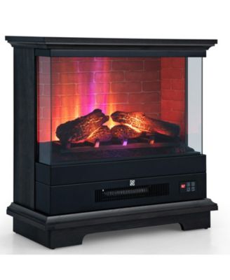27 Inch Freestanding Electric Fireplace with 3-Level Vivid Flame Thermostat