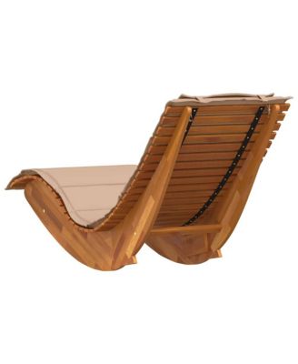 Solid Wood Acacia Rocking with Cushion Sun Lounger