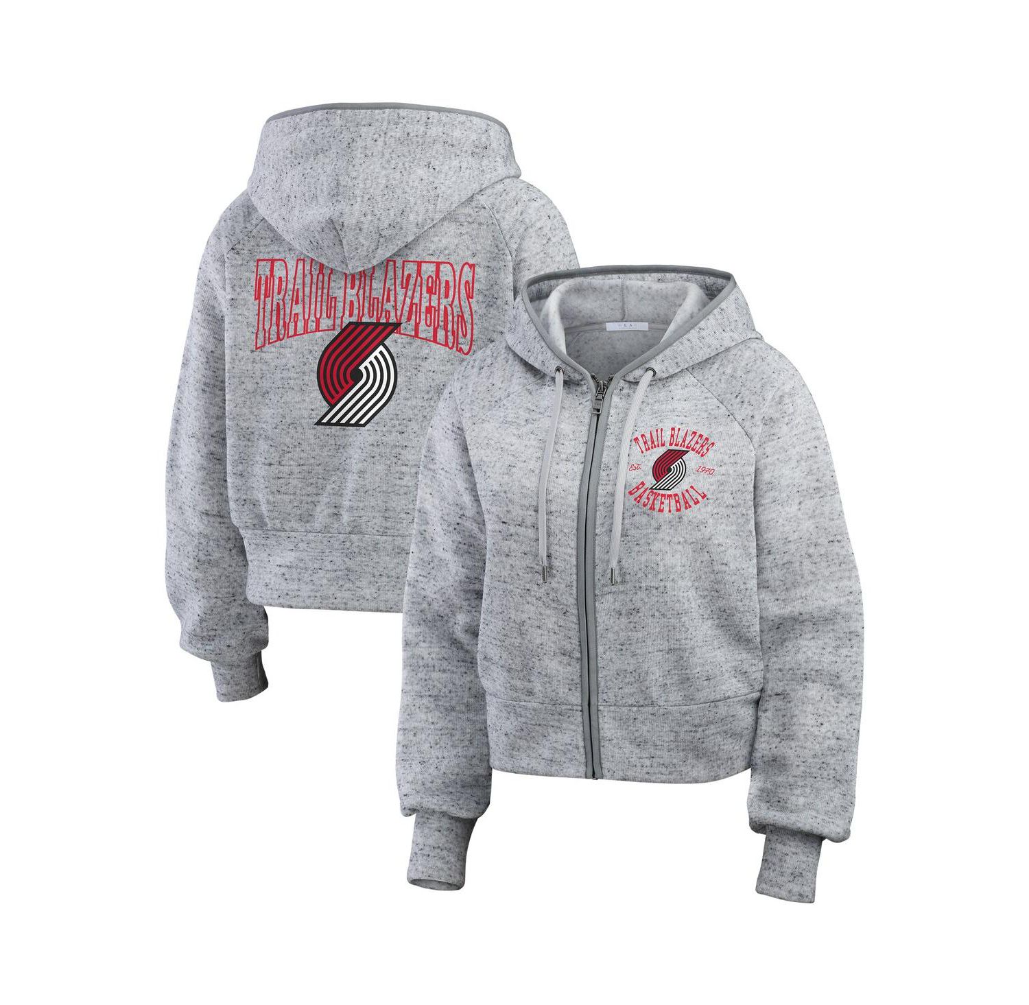 Women's Heather Gray Portland Trail Blazers Speckled Radiator Full-Zip Hoodie