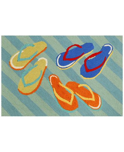 Liora Manne Front Porch Indoor/Outdoor Flip Flops Blue Area Rug