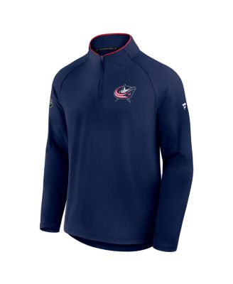 Men's Navy Columbus Blue Jackets Authentic Pro Rink Training Quarter-Zip Pullover Sweatshirt