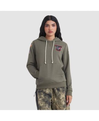 Women's Olive Houston Texans 2025 Salute to Service Sideline Standard Issue Dri-FIT Hoodie
