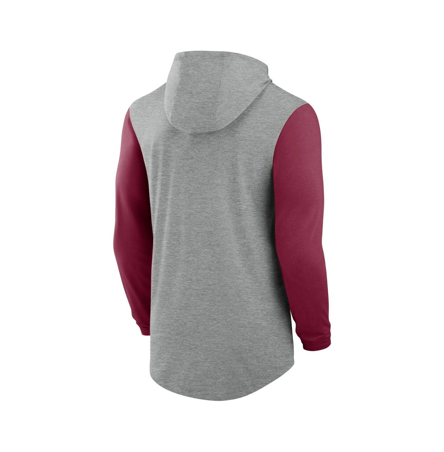 Мужское худи Nike Gray/Garnet Florida State Seminoles Basketball Color-Block Tri-Blend Dri-FIT Long Sleeve T-Shirt — фото 2
