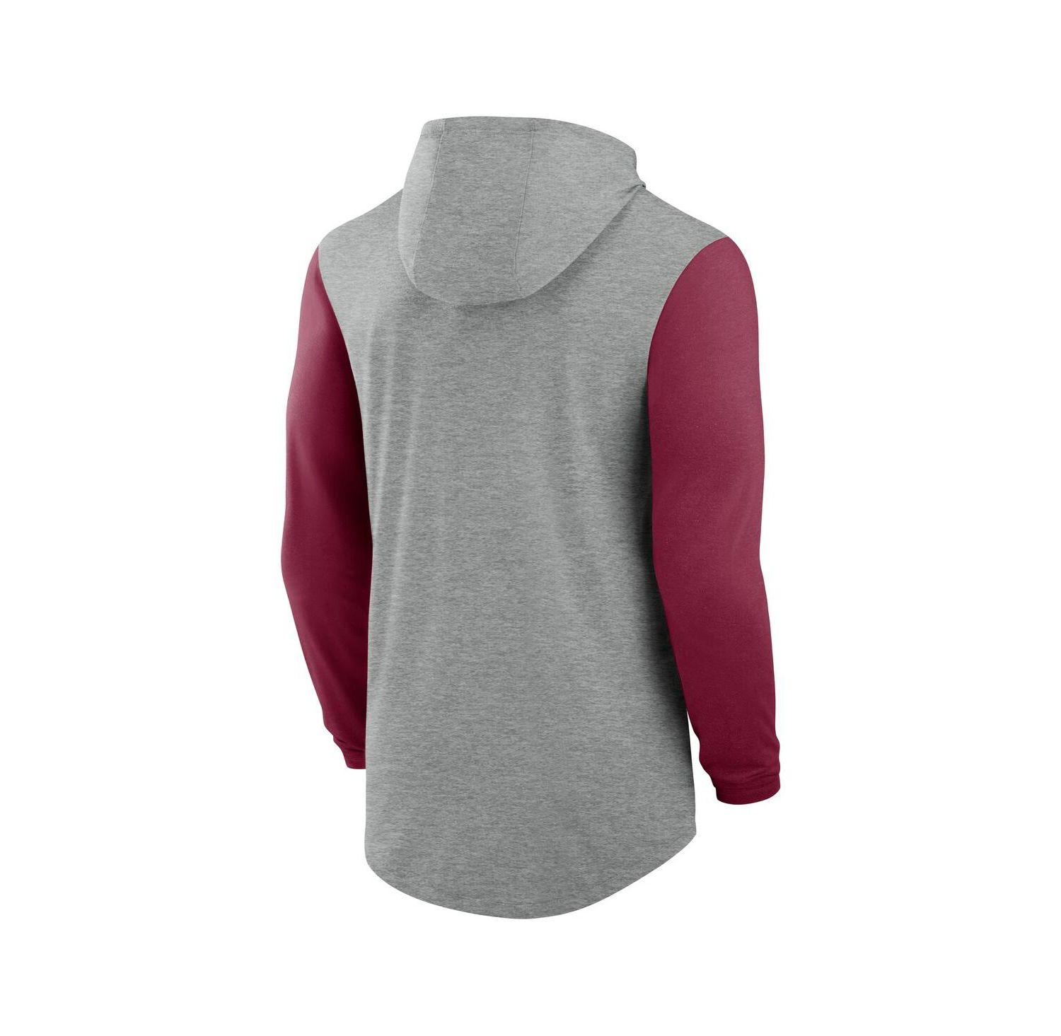 Men's Gray/Garnet Florida State Seminoles Basketball Color-Block Tri-Blend Dri-FIT Long Sleeve Hoodie T-Shirt