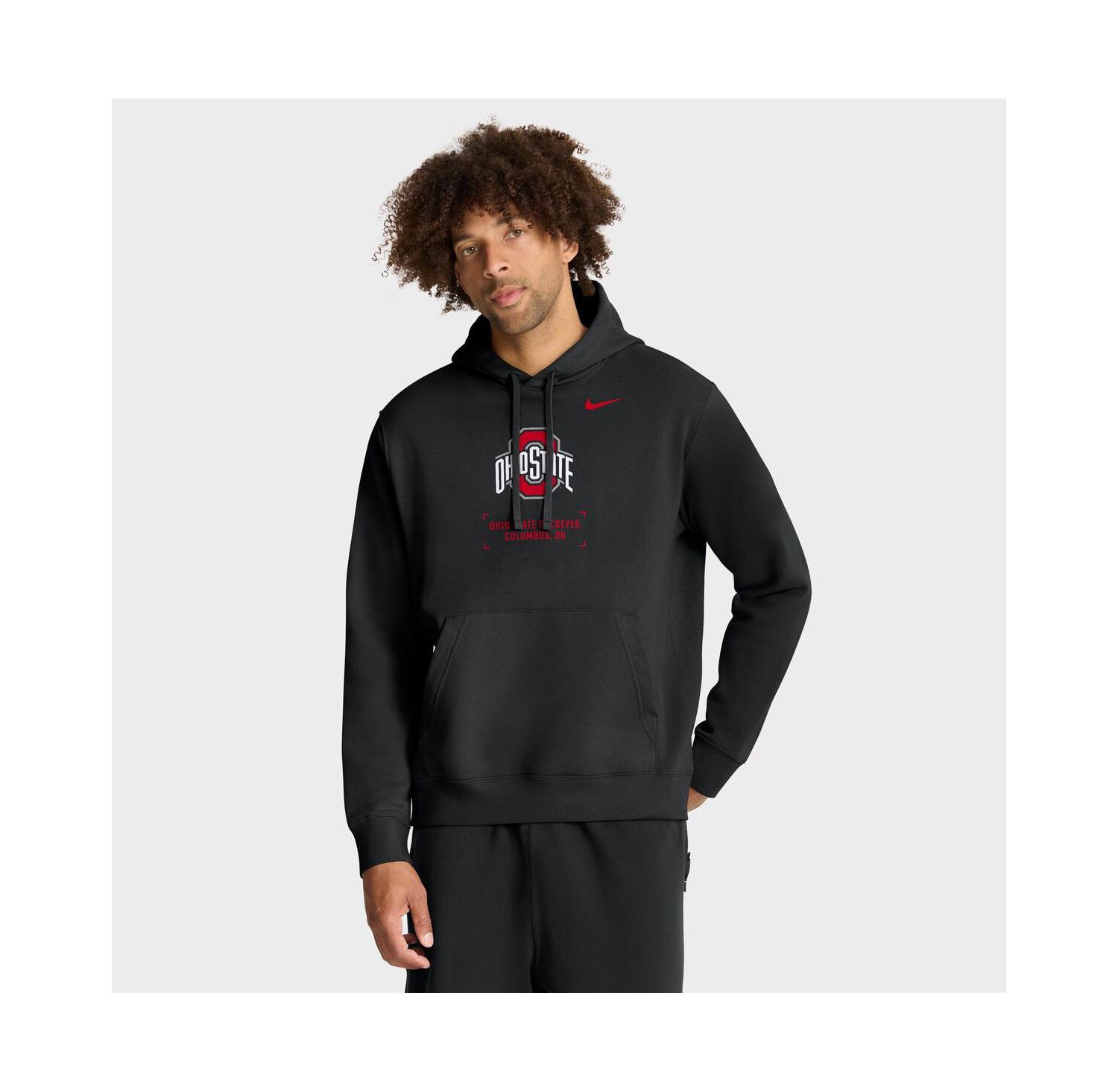 Men's Black Ohio State Buckeyes Basketball Two-Hit Club Fleece Pullover Hoodie