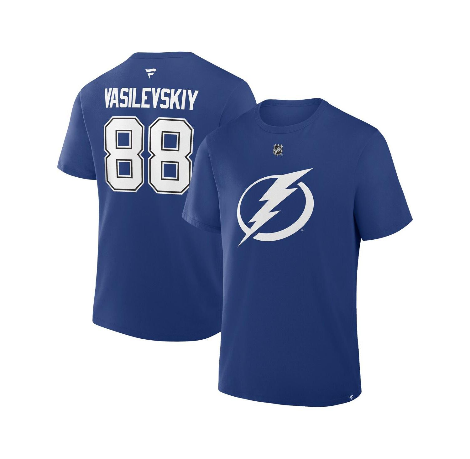 Men's Andrei Vasilevskiy Blue Tampa Bay Lightning Authentic Stack Name & Number T-Shirt