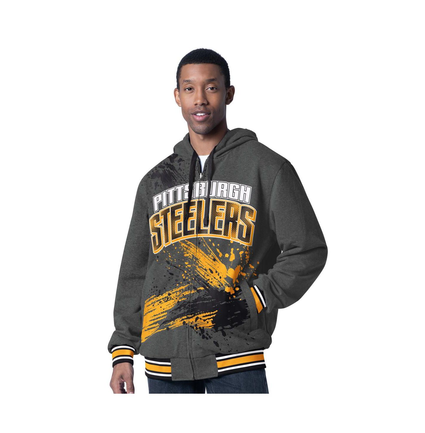 Мужская куртка G-III Sports by Carl Banks Black/Charcoal Pittsburgh Steelers Dual Threat Reversable Full-Zip Hooded — фото 4