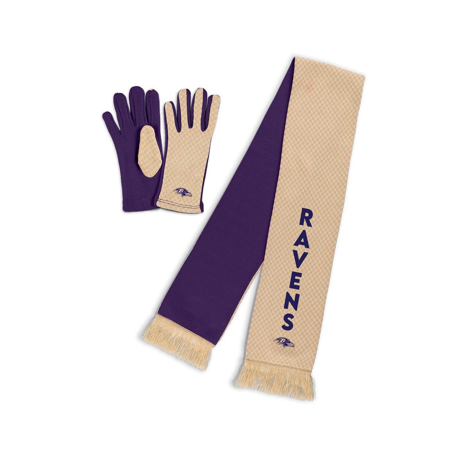 Women's Baltimore Ravens Tonal Microcheck Scarf Glove Set