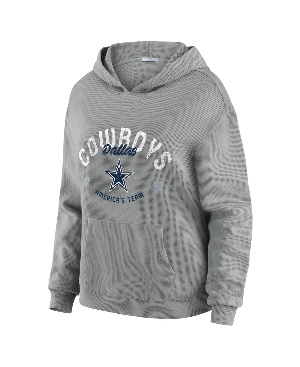 Women's Gray Dallas Cowboys Plus Waffle-Knit Hooded Shirt & Pants Lounge Set