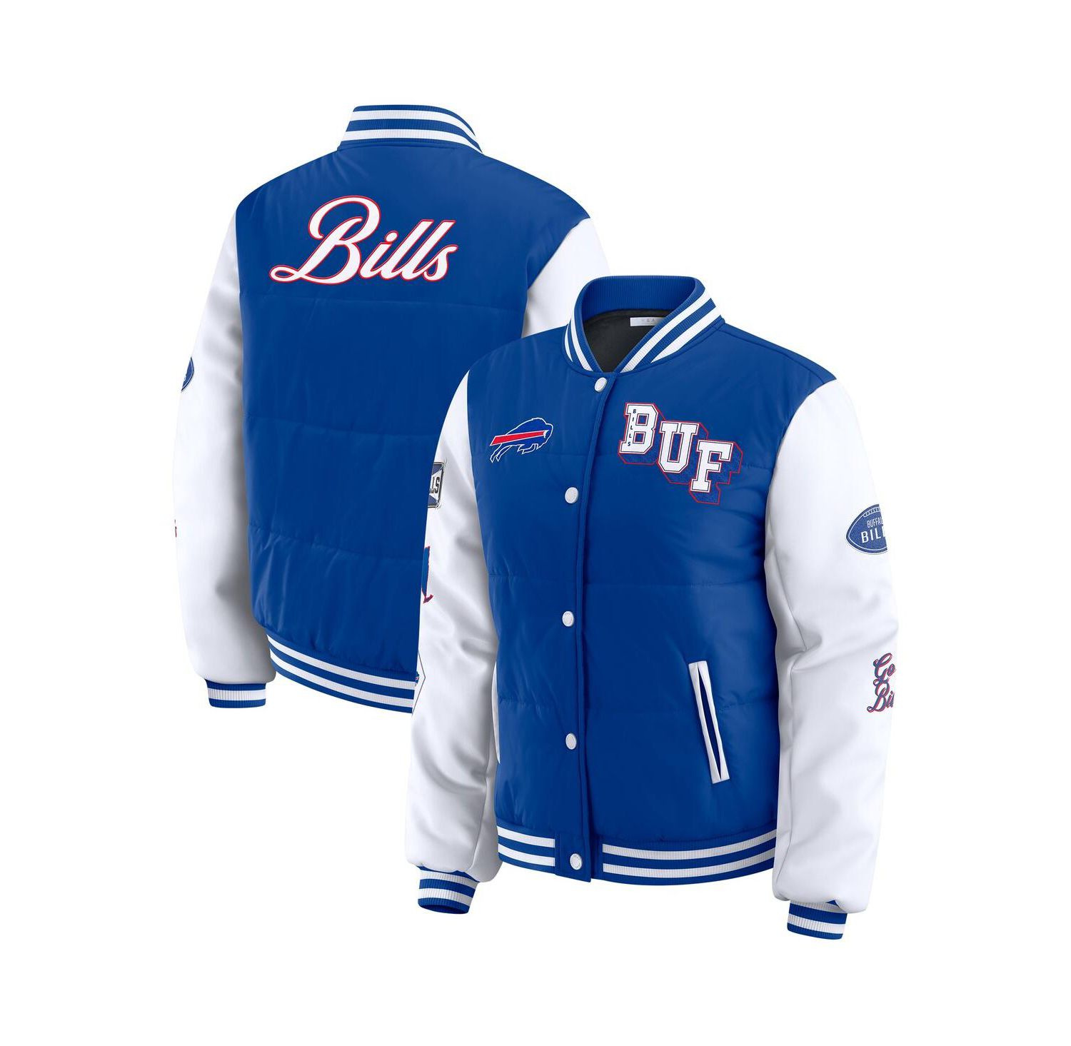 Women's Royal Buffalo Bills Varsity Full-Snap Puffer Jacket