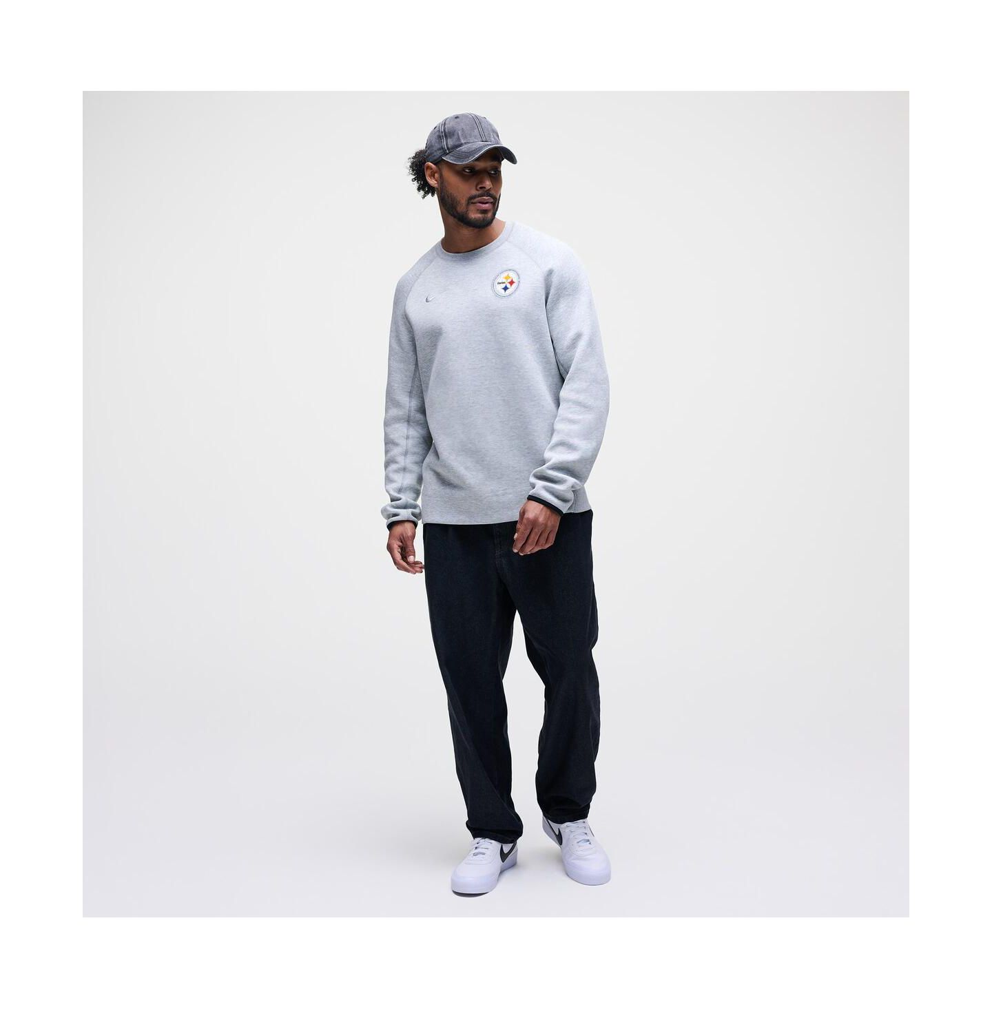 Мужская толстовка Nike Heather Gray Pittsburgh Steelers Tech Fleece Raglan — фото 3