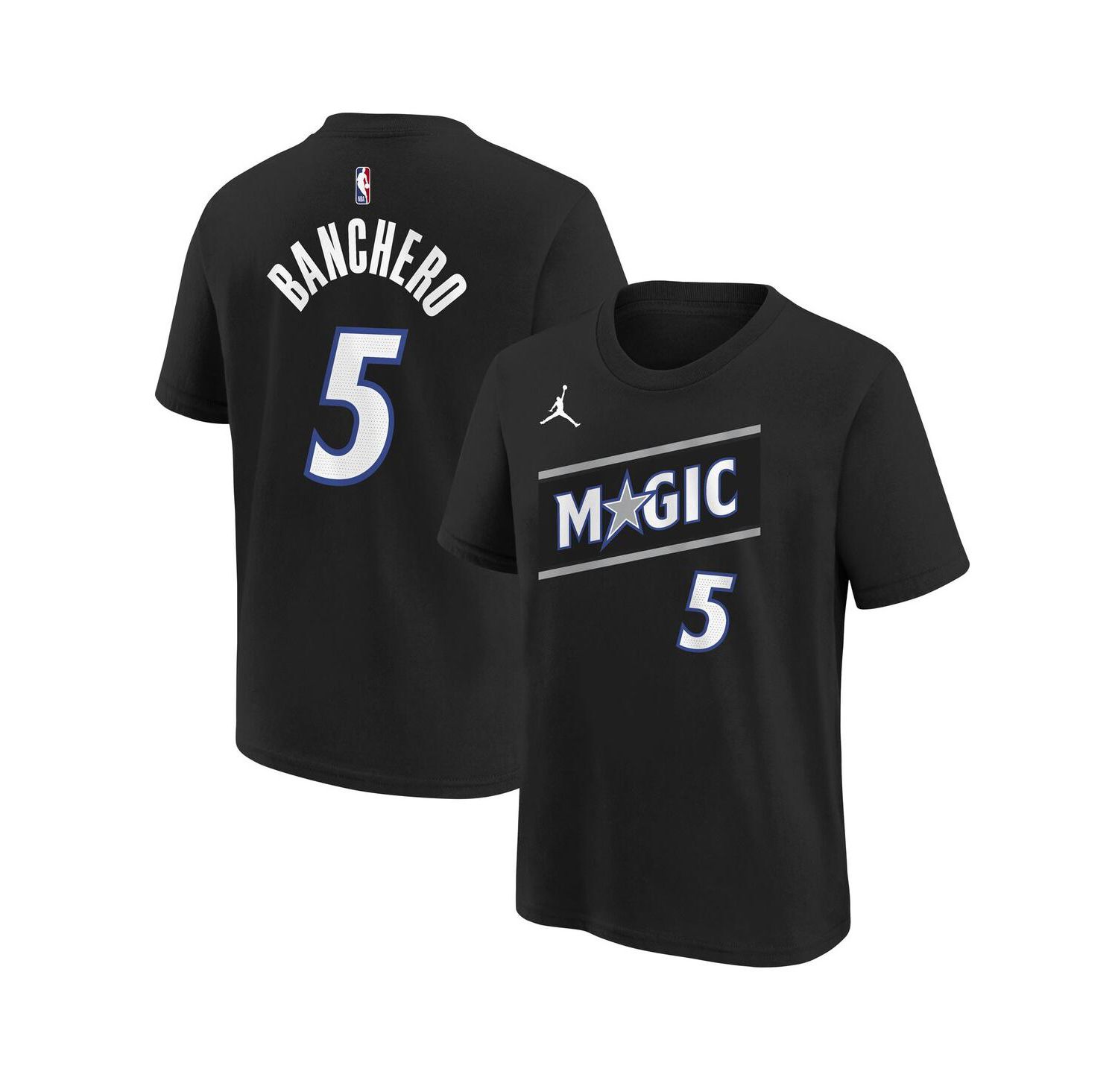 Big Boys and Girls Paolo Banchero Black Orlando Magic Name & Number T-Shirt - Statement Edition