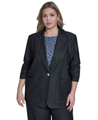Plus Size Notch Collar Jacket