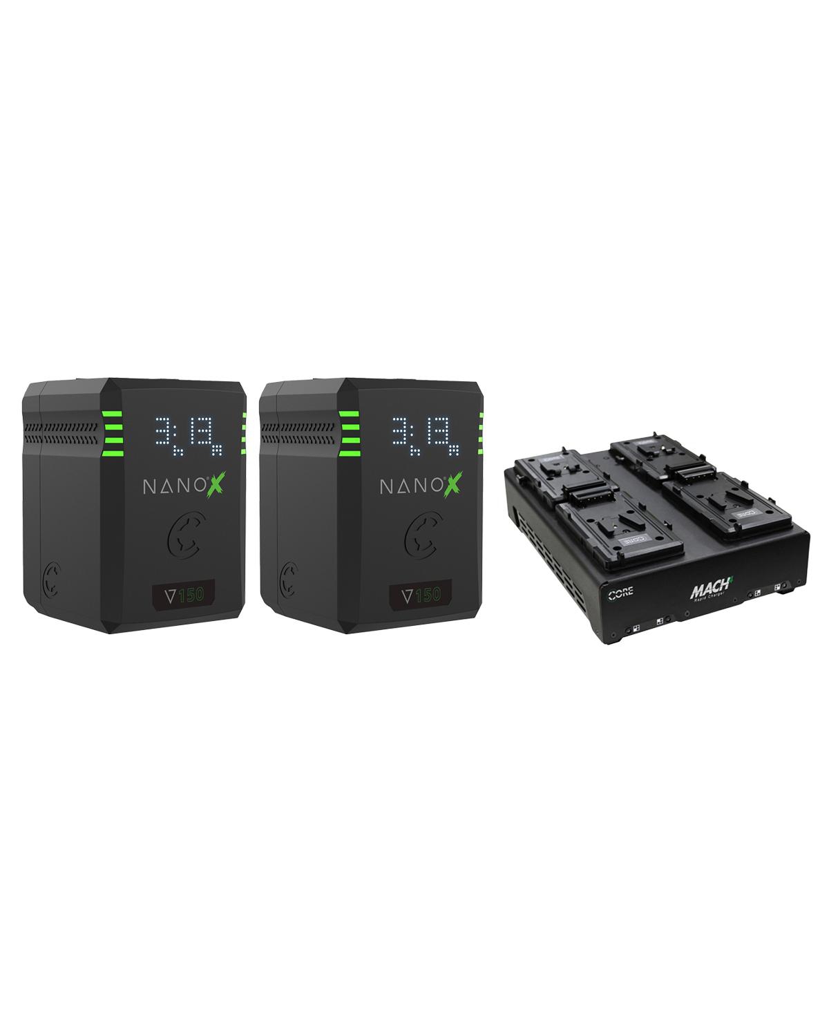 Core Swx Nanox Micro 150 150Wh 14.8V 9900mAh 2-Pack with Mach-Q4S 4-Position Rapid Charger Smart V-Mount Battery