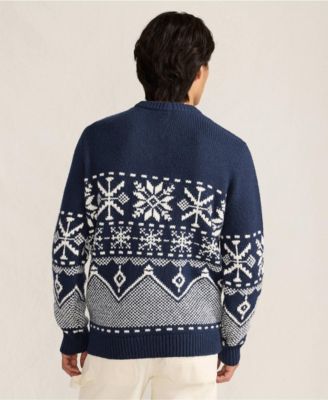 Men's Long Sleeve Holiday Snowflake Crewneck Sweater