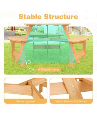 Kids Wooden Picnic Table and Bench Set with Umbrella Hole