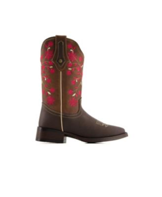 Women's Authentic Leather Flowers Embroidery Western Boots