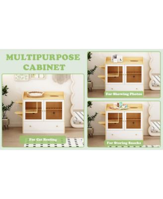 Cat Litter Box Furniture Hidden, Cats Condo Pet House with Stairs, Indoor Cat Litter House