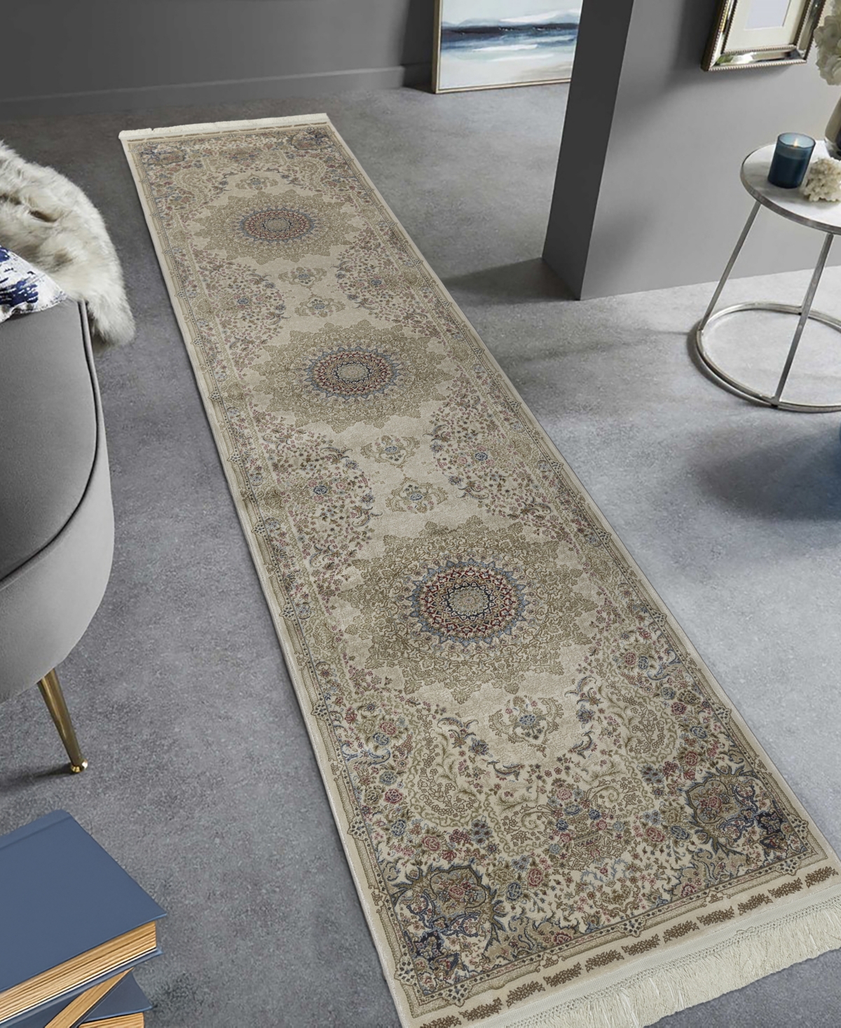 Kenneth Mink Majestic Elegance Tabriz 2'3" x 10' Runner Area Rug