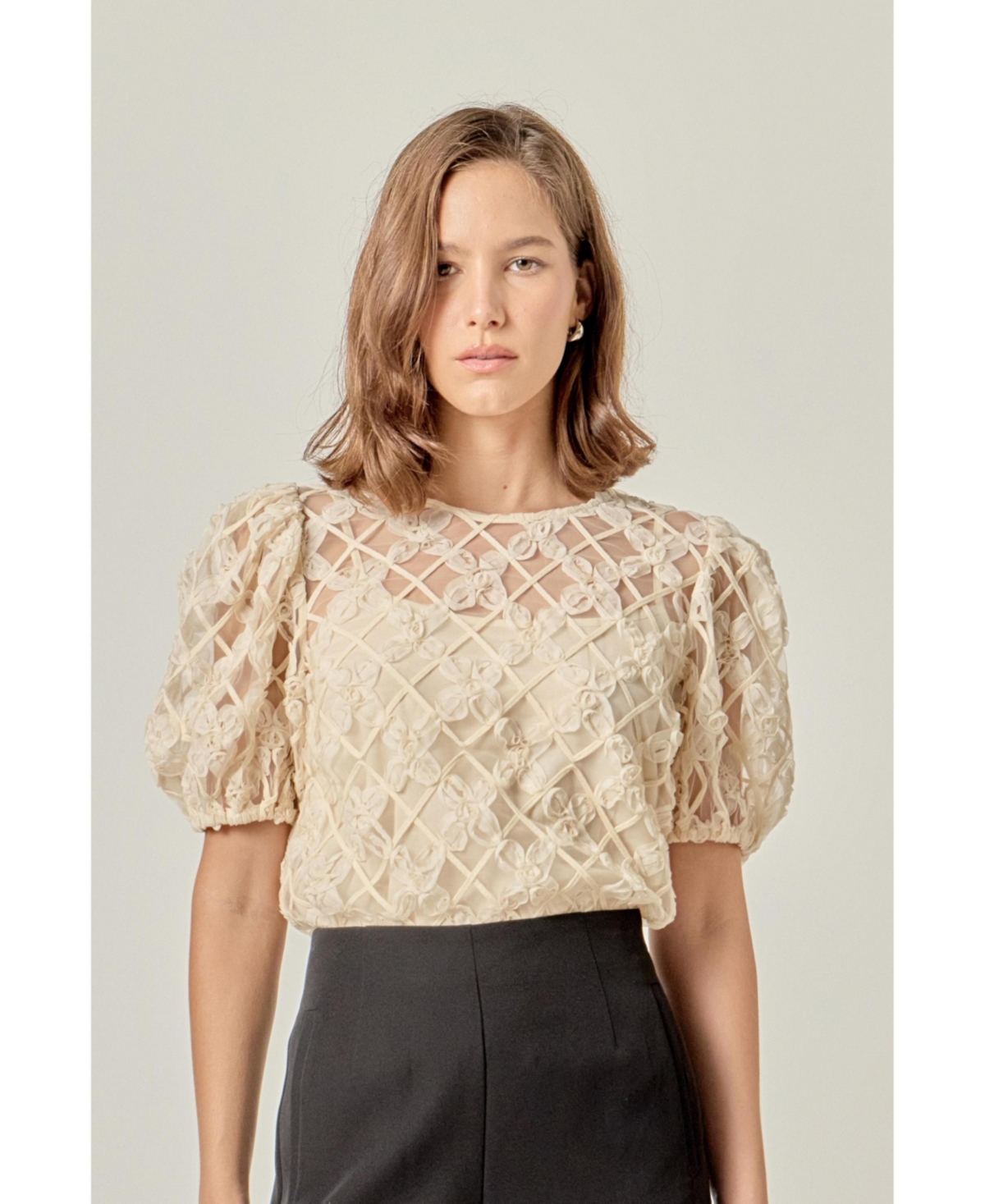 English Factory Women's Floral Texture Top