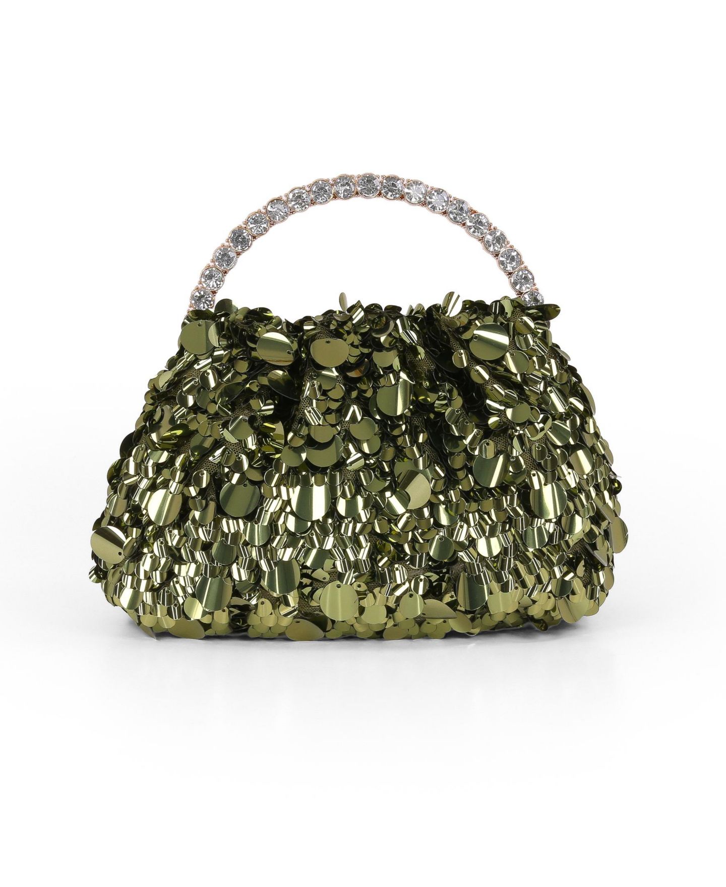 Женская сумка Jewel Badgley Mischka Holly Crinkle Sequin Crystal Handle Pouch, цвет: Зелёный — фото 1
