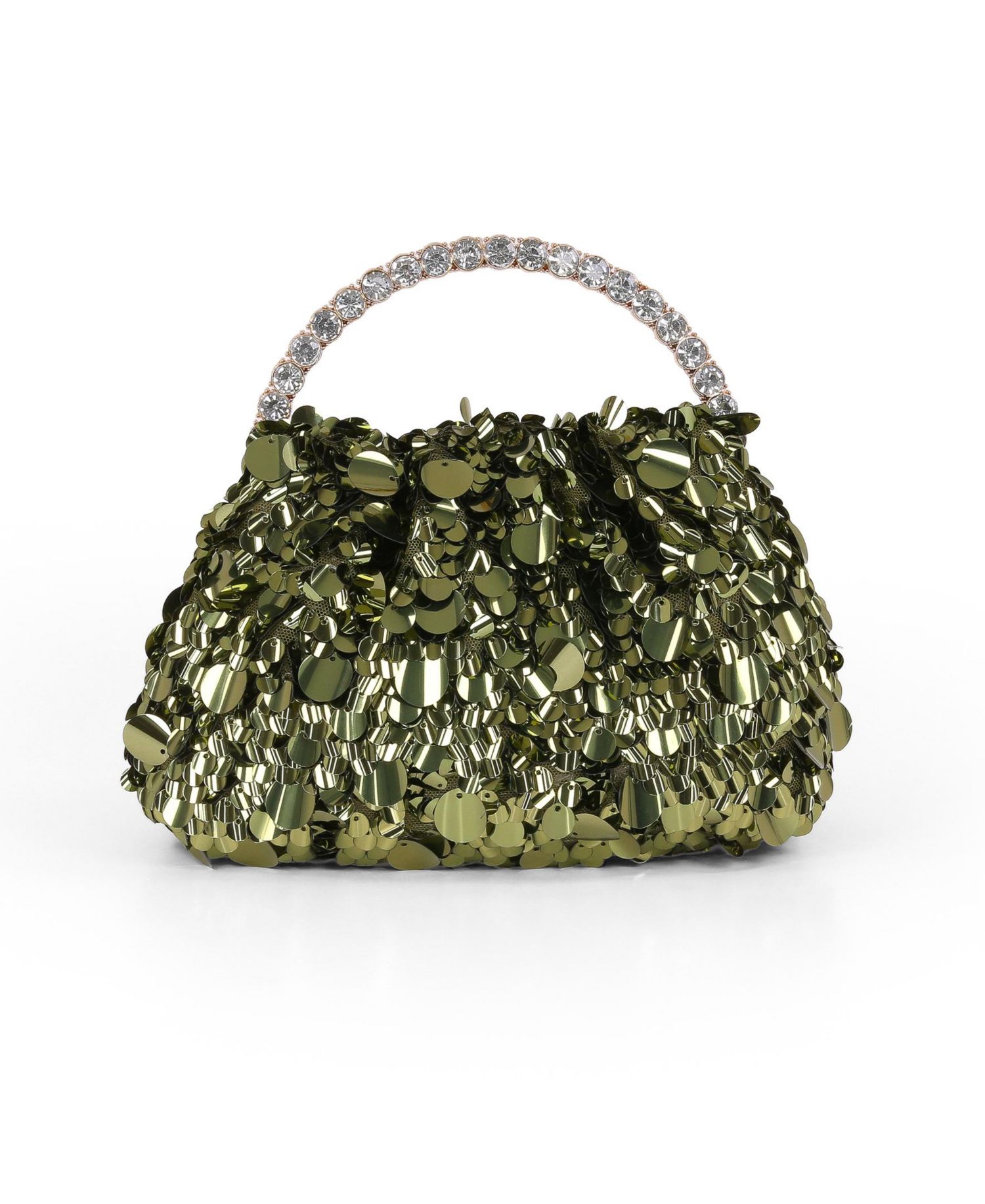 Woman's Holly Crinkle Sequin Crystal Handle Pouch