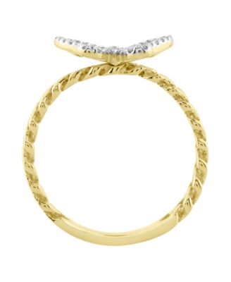 Diamond Round & Baguette Ring (1/4 ct. t.w.) in 10k Yellow Gold