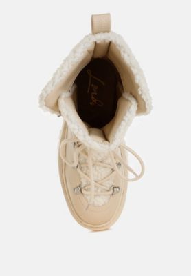 Womens Omul Fleece and Faux Leather Boots