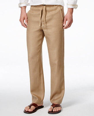 Tasso Elba Men's Island 100% Linen Drawstring Pants, Only at Macy's ...
