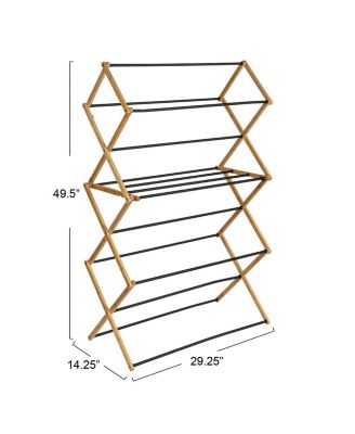 Folding Clothes Drying Rack, with 14 Coated Metal Dowels, Black