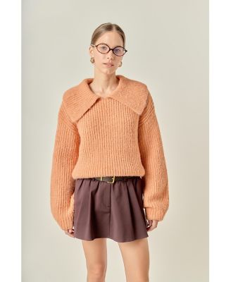 Women's Collared Rib Chunky Sweater