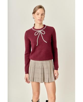 Petite Rhinestone Bow Knit