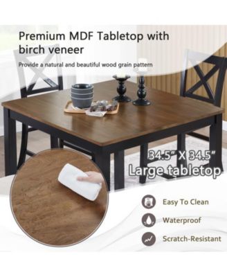 5-Piece Classic Counter Height Wood Dining Set with 4 Chairs in Black and Oak Tones