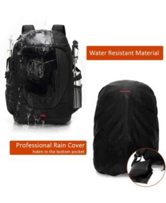 Hardshell 7 Inch Laptop Backpack, Armored with USB Port & Rain Cover for Motorcycle, Outdoor, Racing - Waterproof, Matte Black