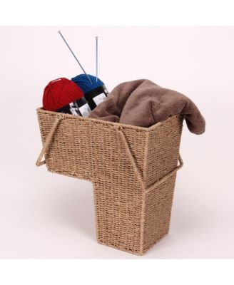 Wicker Stair Basket with Handles