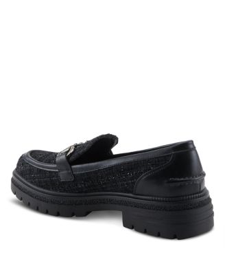 Nacarri Women's Textured Fabric Upper Slip-On Loafer With Gold-Toned Detail, Cushioned Insole