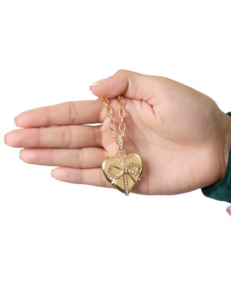 Gold-Tone Heart Charm Necklace - 18 +2 ''