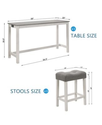 4-Piece Outlet Bar Set with Multi-Function Sofa Back Table and 3 Padded Stools