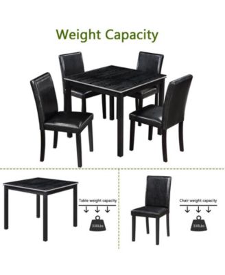 5-Piece Counter Height Dining Set with Crystal Accent Square Wood Table and 4 Upholstered Chairs