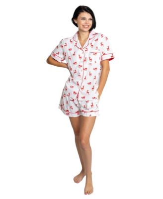 Women's ganic Cotton Poplin Button Down Short Sleeve Pajama Set