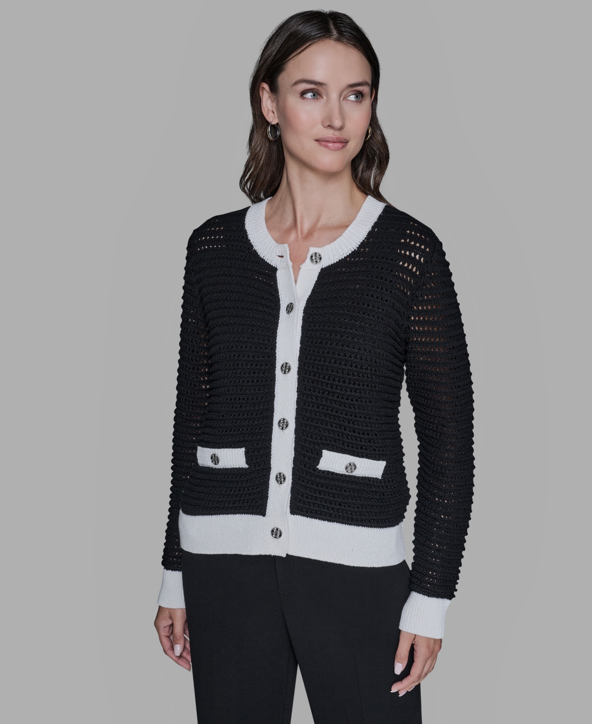 Karl Lagerfeld Paris Women's Button-Front Cardigan